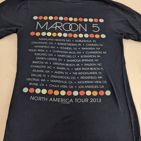 Maroon 5 01 Vintage North American Tour 2013 - Concert Cities/States Back Small - Picture 3 of 7